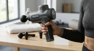 Prise en main d'un pistolet de massage ergonomique et abordable pour les sportifs. 