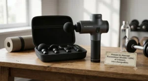 Pistolet de massage économique fourni avec ses différents embouts de massage interchangeables 


