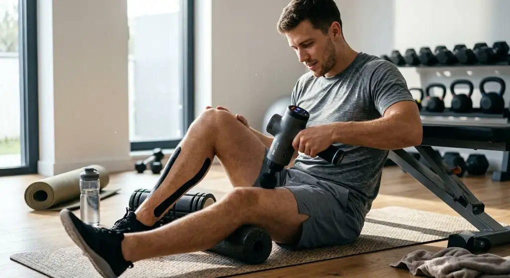 Pistolet de massage chaud froid polyvalent pour la récupération musculaire rapide après le sport.