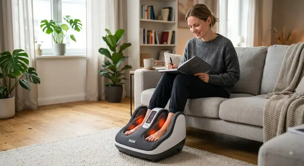 Avis sur le masseur de pieds Beurer en situation de test à domicile avec fonction massage shiatsu beurer masseur de pieds avis