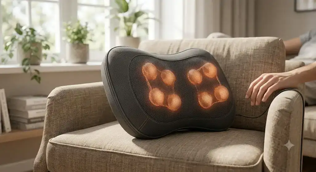 Coussin de massage dos et nuque Shiatsu avec têtes rotatives chauffantes pour soulager les tensions musculaires