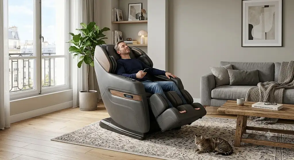 Avis et test complet du fauteuil massant Global Relax installé dans un salon moderne global relax fauteuil massant avis