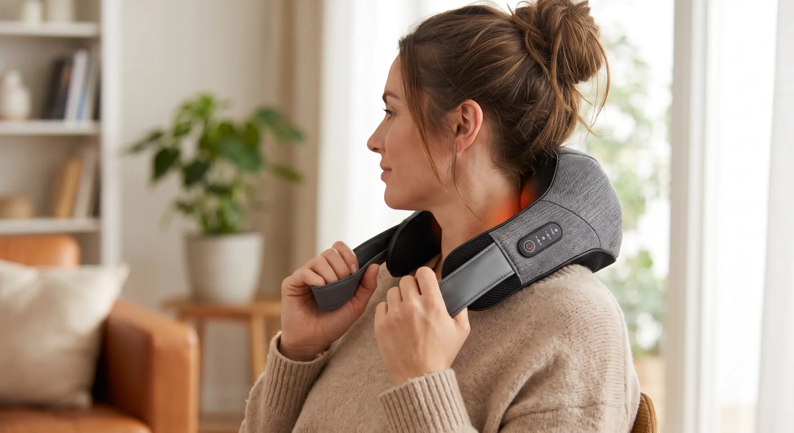 Appareil de masseur de nuque électrique ergonomique avec poignées de maintien pour soulager les cervicales