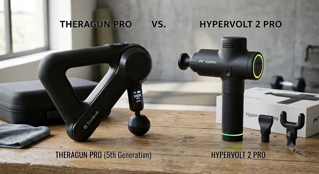 Comparatif visuel entre pistolets de massage theragun ou hypervolt lequel choisir.